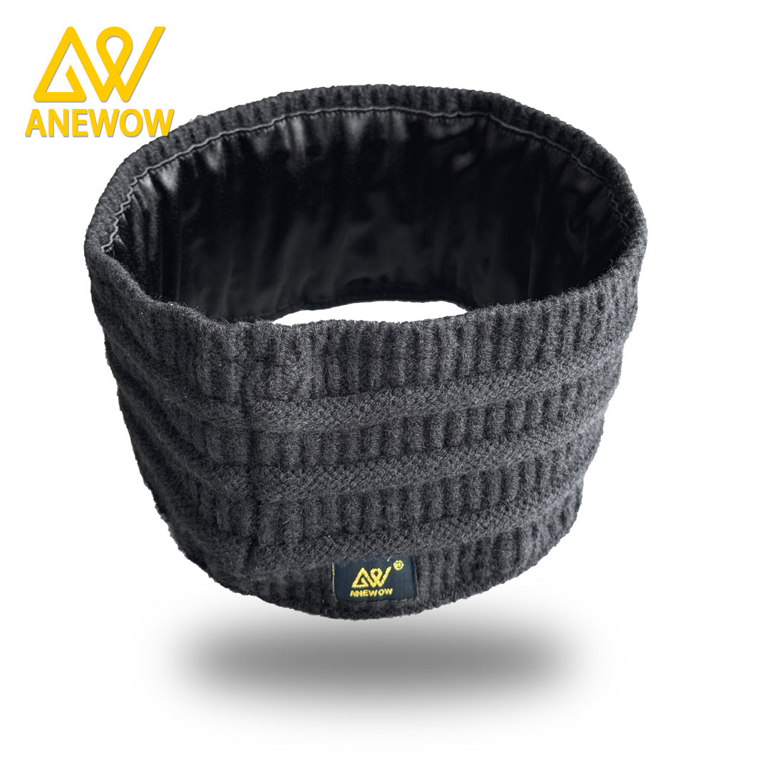 ANEWOW Black Solid Color Satin-Lined Puff Beanie Premium Style For Fall And Winter-AW1260