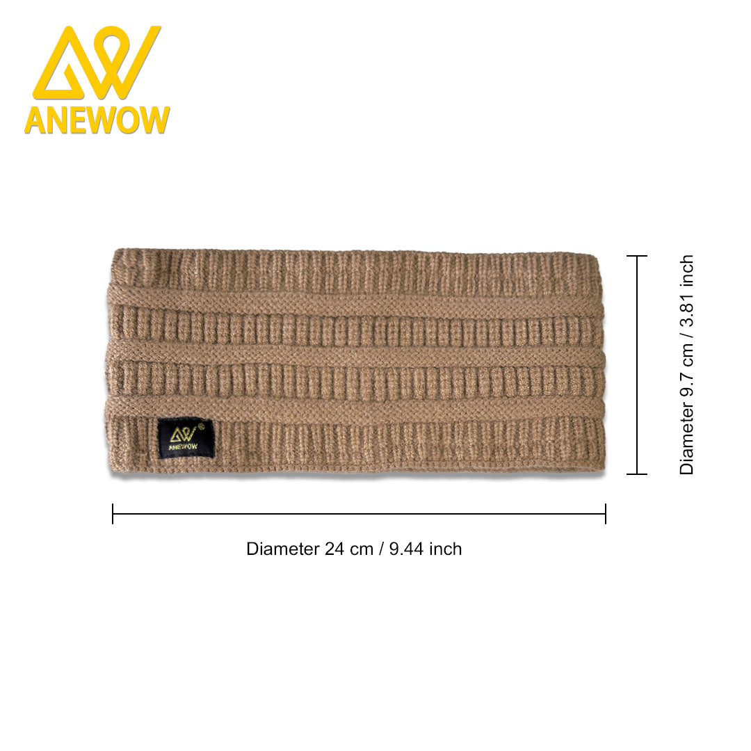 ANEWOW Tan Satin-Lined Puff Beanie Premium Style For Fall And Winter-AW1261