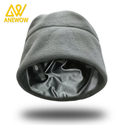 ANEWOW Gray Cozy Fleece Satin-lined Beanie-AW3154