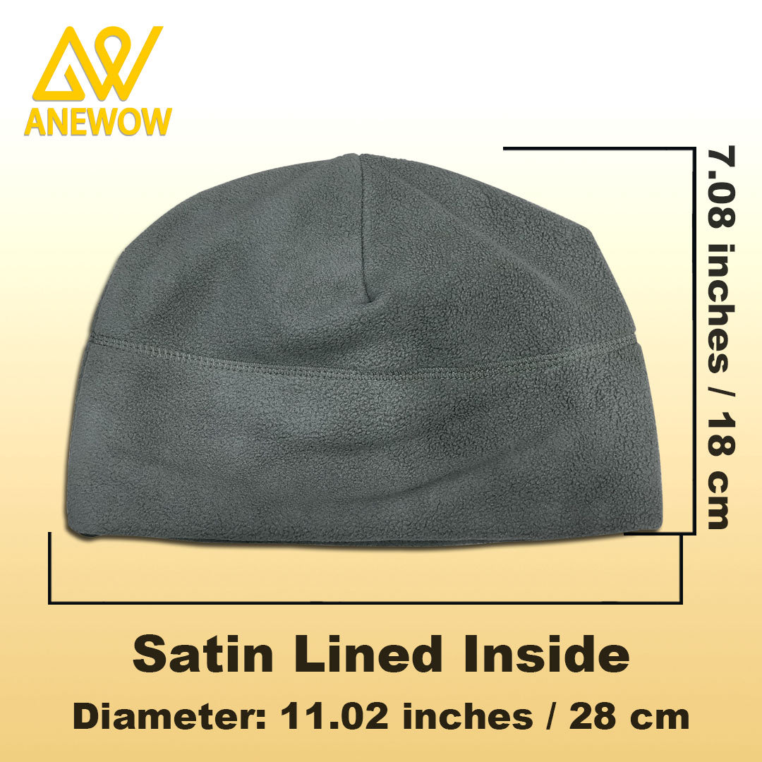ANEWOW Gray Cozy Fleece Satin-lined Beanie-AW3154