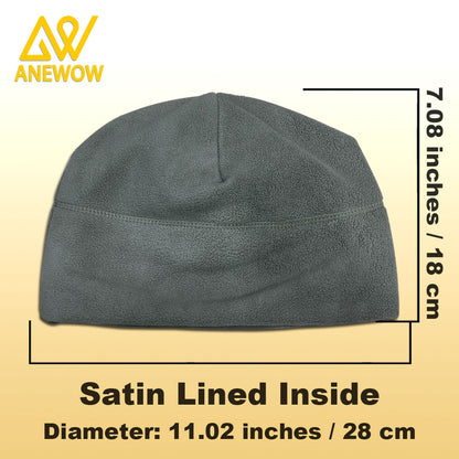 ANEWOW Gray Cozy Fleece Satin-lined Beanie-AW3154