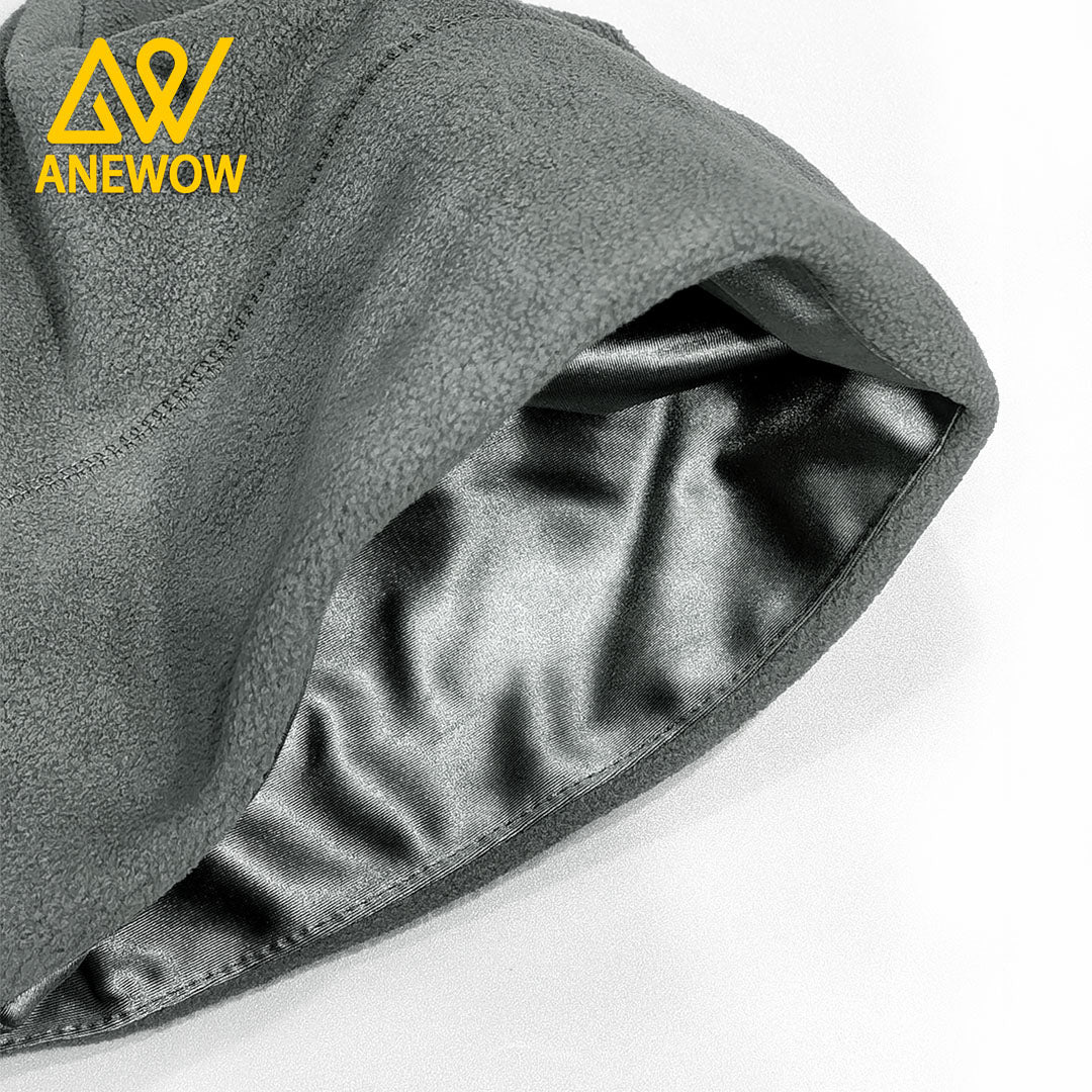 ANEWOW Gray Cozy Fleece Satin-lined Beanie-AW3154